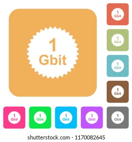 1 Gbit guarantee sticker flat icons on rounded square vivid color backgrounds.