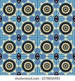 1. Geometric shapes  
2. Repetitive patterns  
3. Symmetrical design  
4. Modern aesthetic  
5. Bold colors