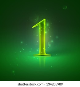 1. Green glowing number one