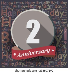 1 Happy Birthday Anniversary background or card. Flat design.