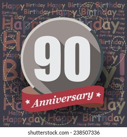 1 Happy Birthday Anniversary background or card. Flat design.