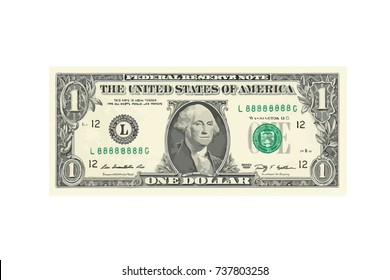 1 highly detailed dollar banknote. Vector Illustration