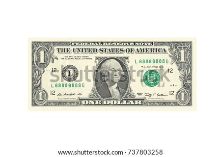 1 highly detailed dollar banknote. Vector Illustration