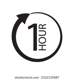 1 hour icon vector design illustration