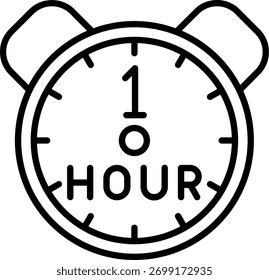 Diseño de ícono de Vector de línea de 1 hora