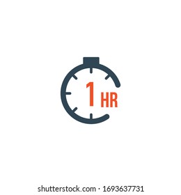 1 hour round timer or Countdown Timer icon. deadline concept. Delivery timer. Stock Vector illustration isolated on white background.