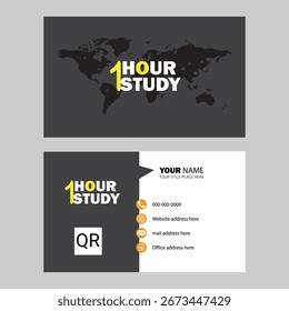 1 Stunde 1 Studie Visitenkarte mit Weltkarte QR Design