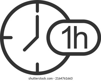 1 hour timer icon, watch icon vector