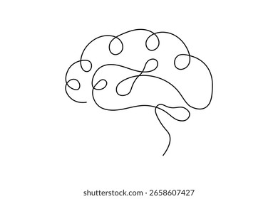 1. Cerebro humano continuo de una línea de dibujo de fondo blanco