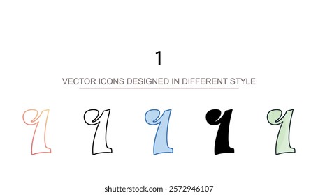1 icon design with white background stock illustration