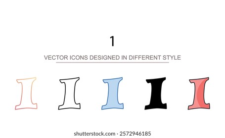 1 icon design with white background stock illustration