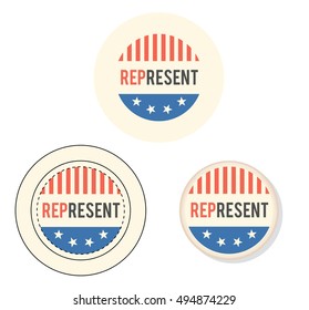 1 inch "REPresent" election pin/button/badge file with guidelines and bleed, ready to print