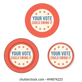 1 inch "Your vote could swing it" election pin/button/badge file with guidelines and bleed, ready to print