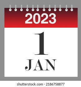 1 de enero de 2023 - Calendario diario - ilustración - Vector