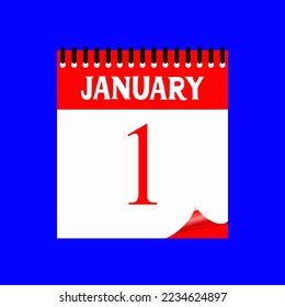 1 January 2023. Icon calendar day. Days of the year. Vector illustration sign label. Event schedule date. Meeting appointment time. Agenda plan.
