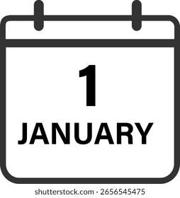 1 january calendar icon design illustration symbol. Calendar with raised pages, planning icons. Flat sign vector,
