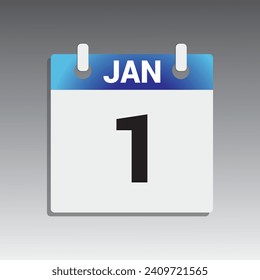 1. Januar Kalendersymbol Vektorflache Kalendersymbol. Datum und Uhrzeit, Tag, Monat. Urlaub.	
