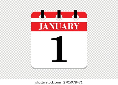 Vector de calendario del 1 de enero, ícono de calendario del 1 de enero, ícono de calendario del mes de enero, ícono de calendario del 1 de enero, ícono de calendario del Vector.