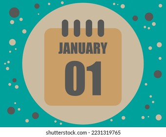 1 January calendar vector. Calendar icon for the month of January with circle. Banner for holidays and commemorative dates