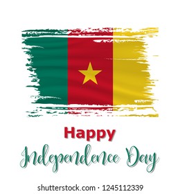 1 January. Cameroon Independence Day background in national flag color theme. Celebration banner with waving flag. Vector illustration