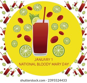 1 january is NATIONAL BLOODY MARY DAY vector illustration