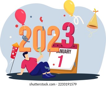1 January New of Year Flat Design