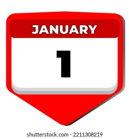 1 January Vector Icon Calendar Day. 1 Date Of January. First Day Of January. 1st Date Number. 1 Day Calendar. One Date. Vector Illustration