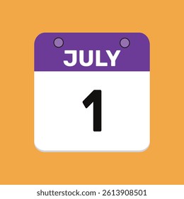 1 july calender icon text page monthly web design.
