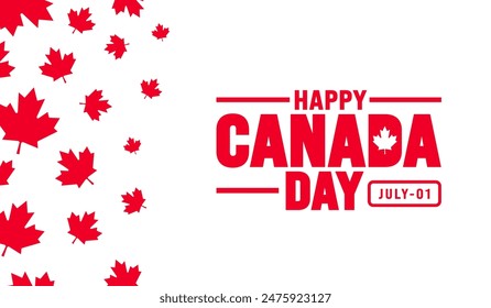 1 July is Happy Canada Day pattern background template with Canada flag maple leaf. use to background, banner, placard, card, poster design. celebrating Canada independence day banner.