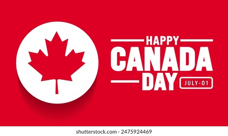 1 July is Happy Canada Day background template with Canada flag maple leaf. Holiday concept. use to background, banner, placard, card, and poster design. celebrating Canada independence day banner.