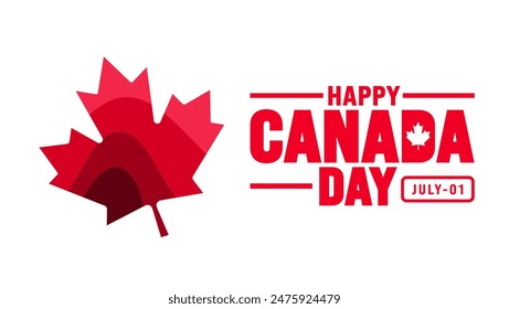 1 July is Happy Canada Day background template with Canada flag maple leaf. Holiday concept. use to background, banner, placard, card, and poster design. celebrating Canada independence day banner.