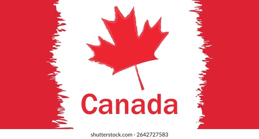 1 July is Happy Canada Day background template with Canada flag line stroke maple leaf. Holiday concept. use to background, banner, placard, card, and poster design