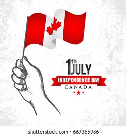 1 July Independence Day of Canada with flag and white background vector illustration