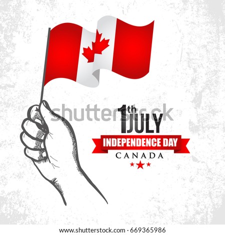 1 July Independence Day of Canada with flag and white background vector illustration