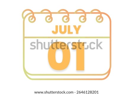 1 july month single day vector, illustration, calendar with orange, yellow, brown and white color background calendar icon of july 1