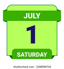 1 July, Saturday. Date template. Useful design for calendar or event promotion. Vector illustration EPS 10 File. Isolated on white background.