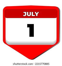 1 July Vector Icon Calendar Day. 1 Date Of July. First Day Of July. 1st Date Number. 1 Day Calendar. One Date. Canada