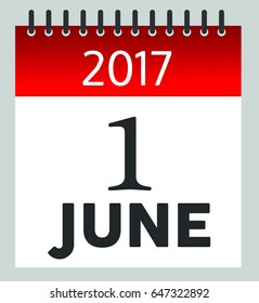1 June 2017 - Daily Calendar- illustration - Vector