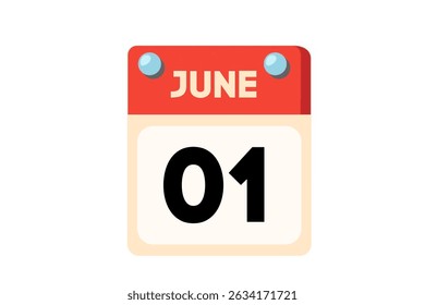 1 June calendar icon text page monthly web design on Coral, Peach, Black, Blue and White background vector, icon, or illustration with the month of June 1