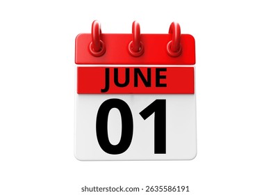 1 June calendar icon text page monthly web design on red, black and white background vector, icon, or illustration with the month of June 1