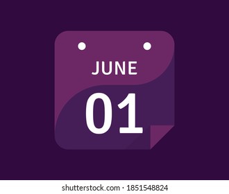 1 June, June 1 icon Single Day Calendar Vector illustration