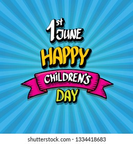 1 june international childrens day background. happy Children day label or greeting card. kids day poster