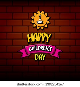 1 june international childrens day background. happy Children day label or greeting card. kids day poster 