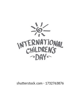 1 june international childrens day icon or label isolated on white background. happy Children day greeting card. kids day poster. Children day banner