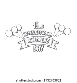 1 june international childrens day icon or label isolated on white background. happy Children day greeting card. kids day poster. Children day banner