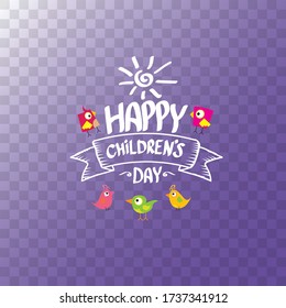 1 june international childrens day cartoon icon or label isolated on transparent background. happy Children day greeting card. Cartoon kids day poster. Children day banner