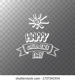 1 june international childrens day cartoon icon or label isolated on transparent background. happy Children day greeting card. Cartoon kids day poster. Children day banner