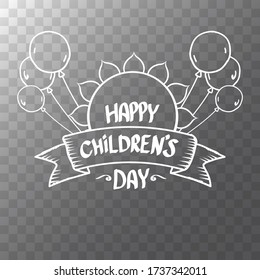 1 june international childrens day cartoon icon or label isolated on transparent background. happy Children day greeting card. Cartoon kids day poster. Children day banner