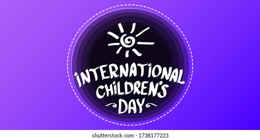 1 june international childrens day cartoon horizontal banner background. happy Children day greeting card. icon or label. Cartoon kids day poster. Children day banner