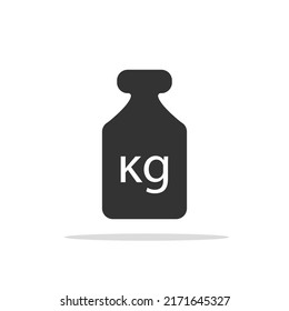 1 kg black dumbbell icon isolated on white. Vector illustration